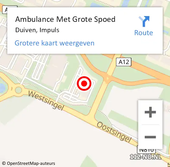 Locatie op kaart van de 112 melding: Ambulance Met Grote Spoed Naar Duiven, Impuls op 11 september 2022 20:39