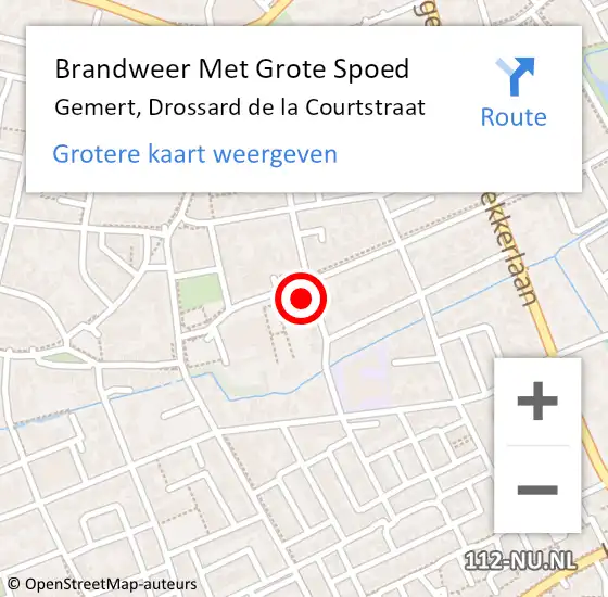 Locatie op kaart van de 112 melding: Brandweer Met Grote Spoed Naar Gemert, Drossard de la Courtstraat op 11 september 2022 20:57