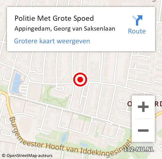 Locatie op kaart van de 112 melding: Politie Met Grote Spoed Naar Appingedam, Georg van Saksenlaan op 11 september 2022 21:00