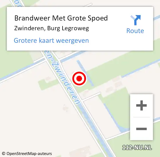 Locatie op kaart van de 112 melding: Brandweer Met Grote Spoed Naar Zwinderen, Burg Legroweg op 11 september 2022 21:18