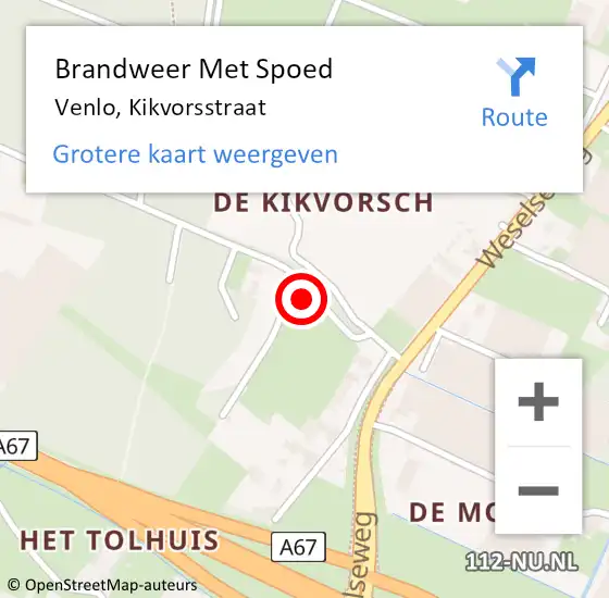 Locatie op kaart van de 112 melding: Brandweer Met Spoed Naar Venlo, Kikvorsstraat op 11 september 2022 21:44
