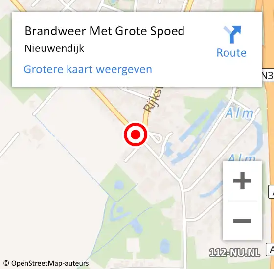 Locatie op kaart van de 112 melding: Brandweer Met Grote Spoed Naar Nieuwendijk op 11 september 2022 21:51