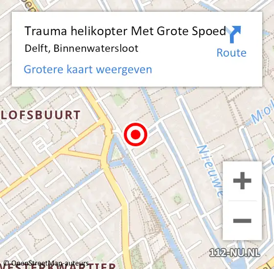 Locatie op kaart van de 112 melding: Trauma helikopter Met Grote Spoed Naar Delft, Binnenwatersloot op 11 september 2022 21:52