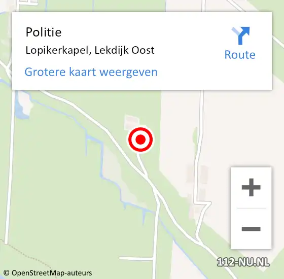 Locatie op kaart van de 112 melding: Politie Lopikerkapel, Lekdijk Oost op 9 oktober 2013 21:58