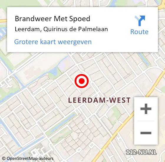 Locatie op kaart van de 112 melding: Brandweer Met Spoed Naar Leerdam, Quirinus de Palmelaan op 11 september 2022 22:13