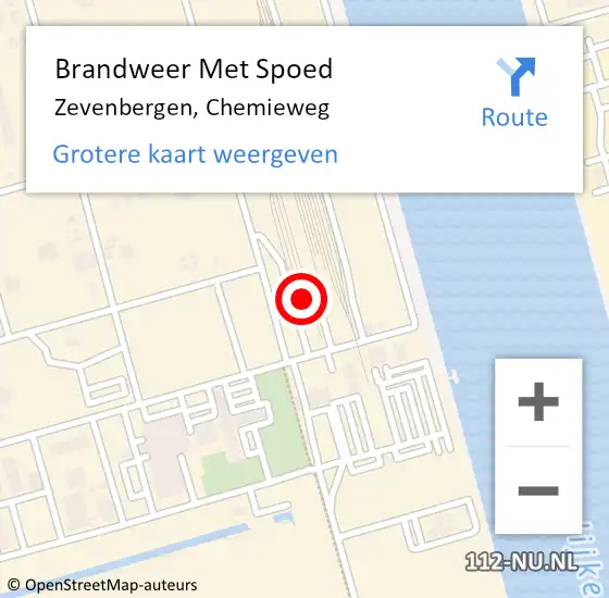 Locatie op kaart van de 112 melding: Brandweer Met Spoed Naar Zevenbergen, Chemieweg op 11 september 2022 22:32