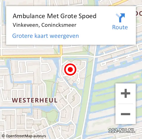 Locatie op kaart van de 112 melding: Ambulance Met Grote Spoed Naar Vinkeveen, Conincksmeer op 11 september 2022 22:33