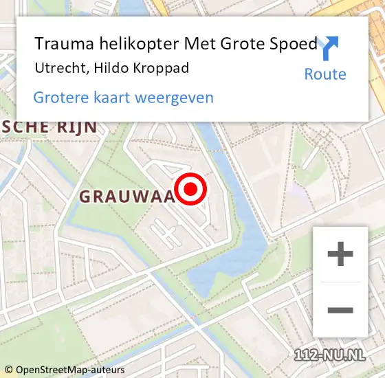 Locatie op kaart van de 112 melding: Trauma helikopter Met Grote Spoed Naar Utrecht, Hildo Kroppad op 11 september 2022 22:37