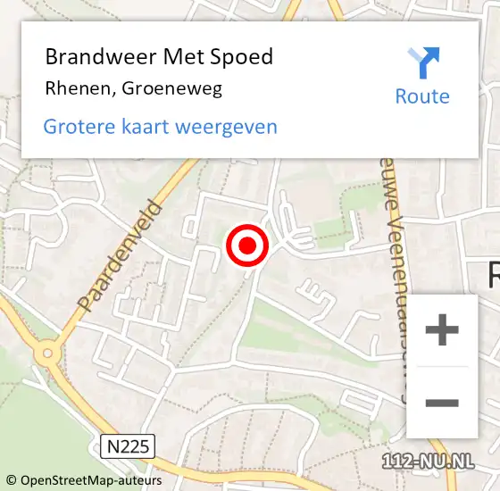 Locatie op kaart van de 112 melding: Brandweer Met Spoed Naar Rhenen, Groeneweg op 11 september 2022 22:39