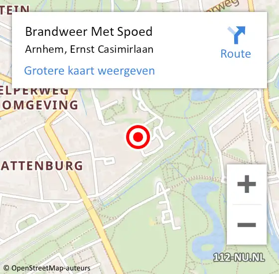 Locatie op kaart van de 112 melding: Brandweer Met Spoed Naar Arnhem, Ernst Casimirlaan op 11 september 2022 22:58