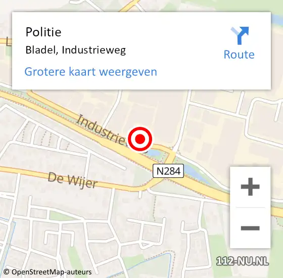 Locatie op kaart van de 112 melding: Politie Bladel, Industrieweg op 11 september 2022 23:30