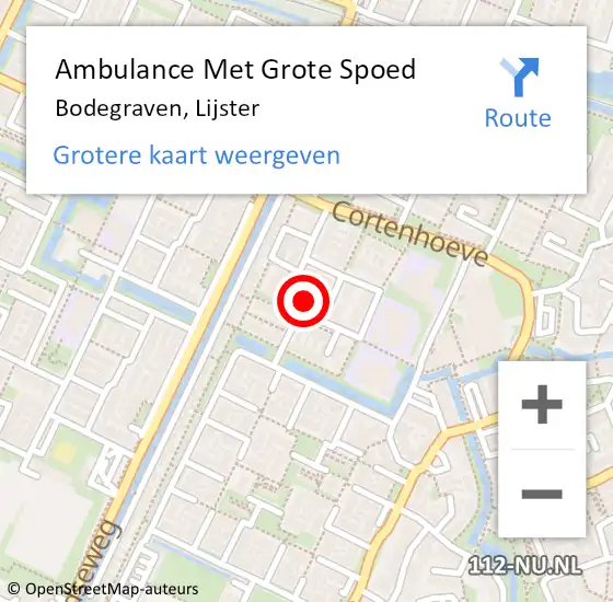 Locatie op kaart van de 112 melding: Ambulance Met Grote Spoed Naar Bodegraven, Lijster op 11 september 2022 23:43