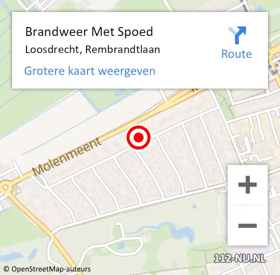 Locatie op kaart van de 112 melding: Brandweer Met Spoed Naar Loosdrecht, Rembrandtlaan op 12 september 2022 00:13