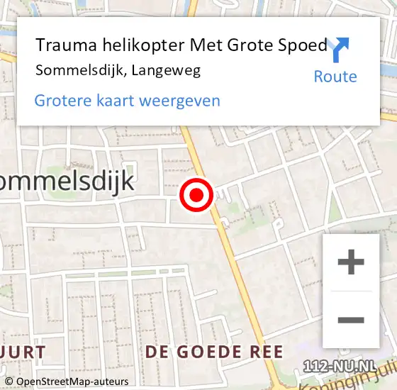 Locatie op kaart van de 112 melding: Trauma helikopter Met Grote Spoed Naar Sommelsdijk, Langeweg op 12 september 2022 00:13