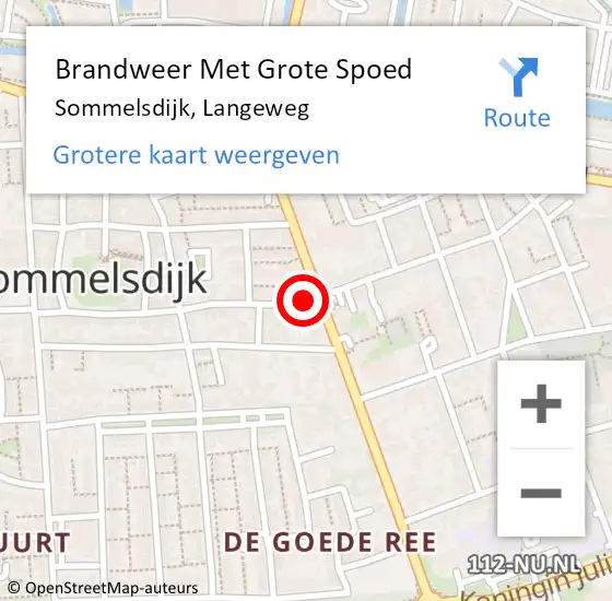 Locatie op kaart van de 112 melding: Brandweer Met Grote Spoed Naar Sommelsdijk, Langeweg op 12 september 2022 00:19