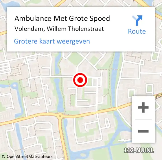 Locatie op kaart van de 112 melding: Ambulance Met Grote Spoed Naar Volendam, Willem Tholenstraat op 12 september 2022 03:07