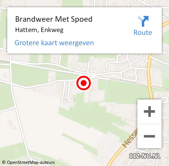 Locatie op kaart van de 112 melding: Brandweer Met Spoed Naar Hattem, Enkweg op 12 september 2022 04:04