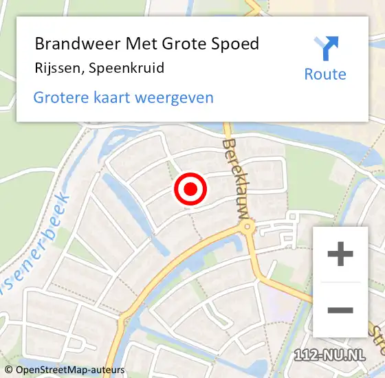 Locatie op kaart van de 112 melding: Brandweer Met Grote Spoed Naar Rijssen, Speenkruid op 12 september 2022 06:00