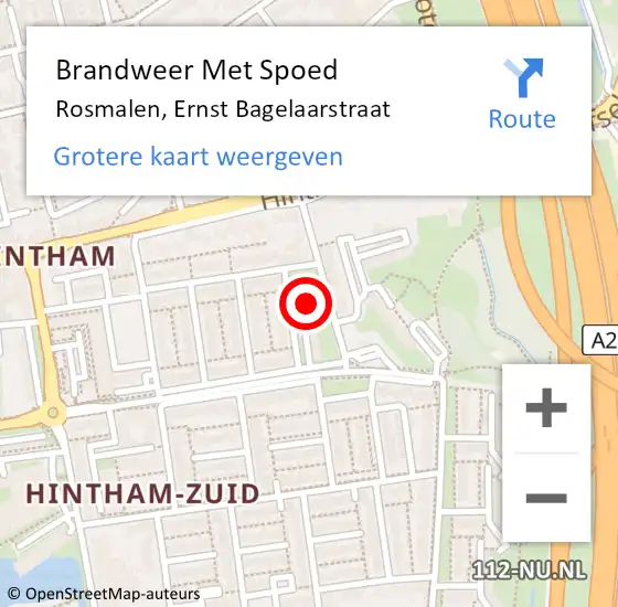 Locatie op kaart van de 112 melding: Brandweer Met Spoed Naar Rosmalen, Ernst Bagelaarstraat op 12 september 2022 06:46