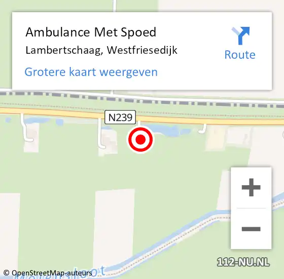 Locatie op kaart van de 112 melding: Ambulance Met Spoed Naar Lambertschaag, Westfriesedijk op 12 september 2022 06:53