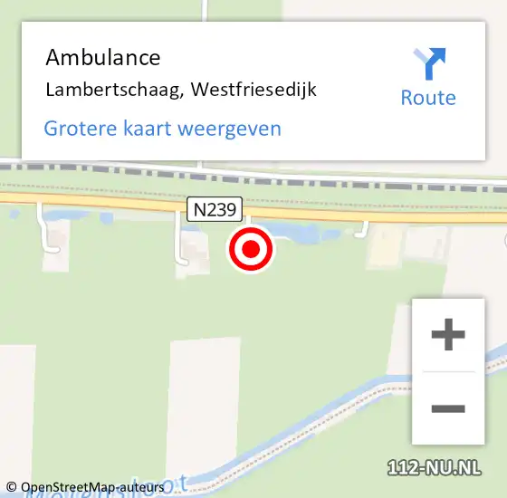 Locatie op kaart van de 112 melding: Ambulance Lambertschaag, Westfriesedijk op 12 september 2022 06:53