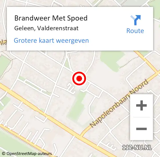 Locatie op kaart van de 112 melding: Brandweer Met Spoed Naar Geleen, Valderenstraat op 12 september 2022 07:11