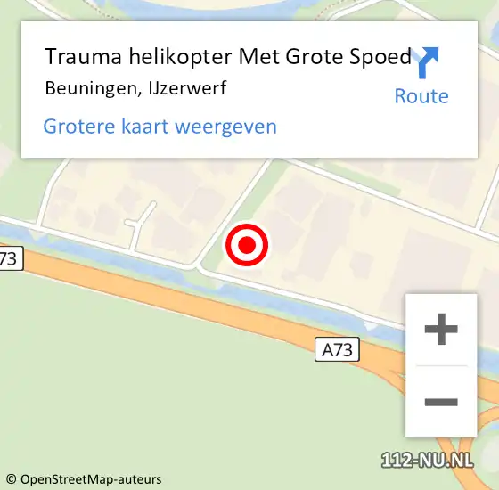 Locatie op kaart van de 112 melding: Trauma helikopter Met Grote Spoed Naar Beuningen, IJzerwerf op 12 september 2022 07:26