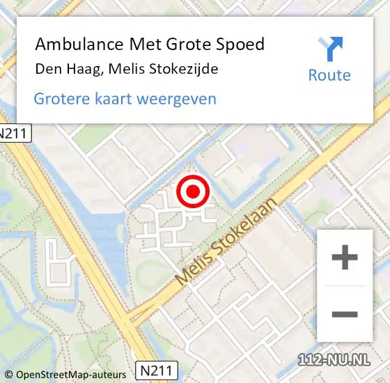 Locatie op kaart van de 112 melding: Ambulance Met Grote Spoed Naar Den Haag, Melis Stokezijde op 12 september 2022 07:49