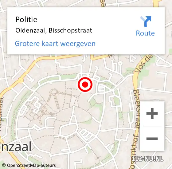 Locatie op kaart van de 112 melding: Politie Oldenzaal, Bisschopstraat op 12 september 2022 07:57