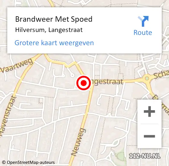 Locatie op kaart van de 112 melding: Brandweer Met Spoed Naar Hilversum, Langestraat op 12 september 2022 07:58