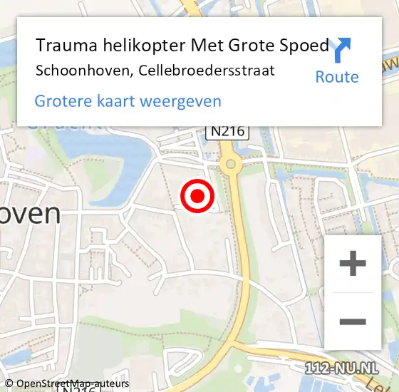 Locatie op kaart van de 112 melding: Trauma helikopter Met Grote Spoed Naar Schoonhoven, Cellebroedersstraat op 12 september 2022 08:32