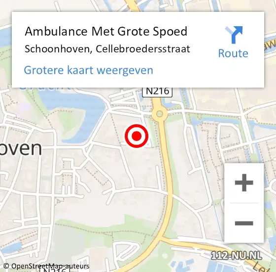 Locatie op kaart van de 112 melding: Ambulance Met Grote Spoed Naar Schoonhoven, Cellebroedersstraat op 12 september 2022 08:37