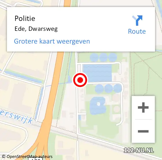 Locatie op kaart van de 112 melding: Politie Ede, Dwarsweg op 12 september 2022 08:41