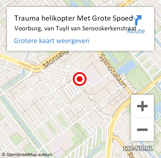 Locatie op kaart van de 112 melding: Trauma helikopter Met Grote Spoed Naar Voorburg, van Tuyll van Serooskerkenstraat op 12 september 2022 09:08