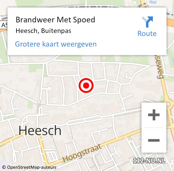 Locatie op kaart van de 112 melding: Brandweer Met Spoed Naar Heesch, Buitenpas op 12 september 2022 09:31