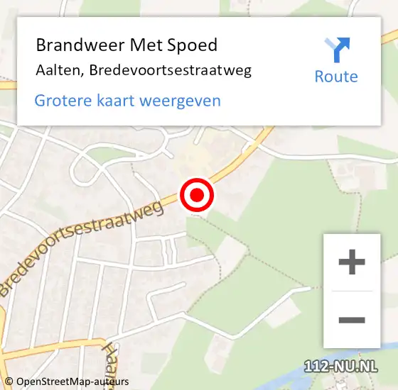 Locatie op kaart van de 112 melding: Brandweer Met Spoed Naar Aalten, Bredevoortsestraatweg op 12 september 2022 10:00