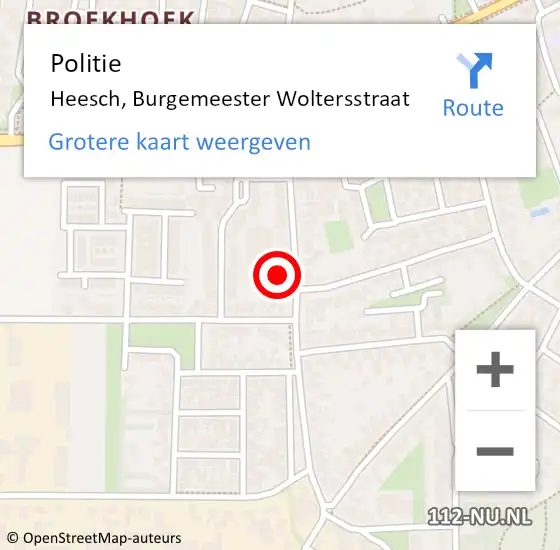Locatie op kaart van de 112 melding: Politie Heesch, Burgemeester Woltersstraat op 12 september 2022 10:22