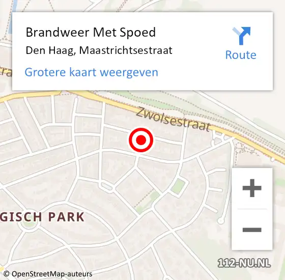 Locatie op kaart van de 112 melding: Brandweer Met Spoed Naar Den Haag, Maastrichtsestraat op 12 september 2022 10:36