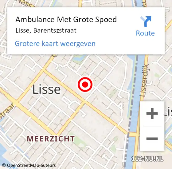 Locatie op kaart van de 112 melding: Ambulance Met Grote Spoed Naar Lisse, Barentszstraat op 12 september 2022 10:36