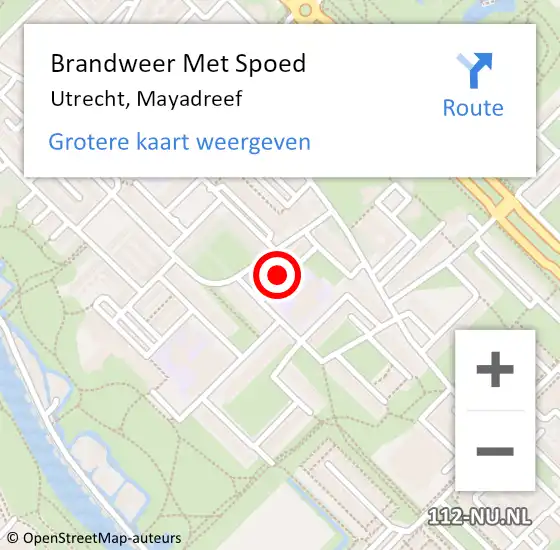 Locatie op kaart van de 112 melding: Brandweer Met Spoed Naar Utrecht, Mayadreef op 12 september 2022 10:41