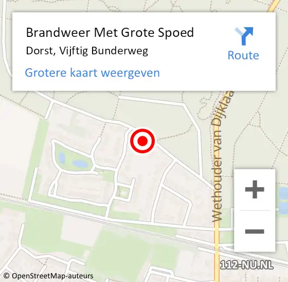 Locatie op kaart van de 112 melding: Brandweer Met Grote Spoed Naar Dorst, Vijftig Bunderweg op 12 september 2022 11:34