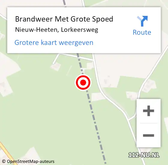 Locatie op kaart van de 112 melding: Brandweer Met Grote Spoed Naar Nieuw-Heeten, Lorkeersweg op 12 september 2022 11:55