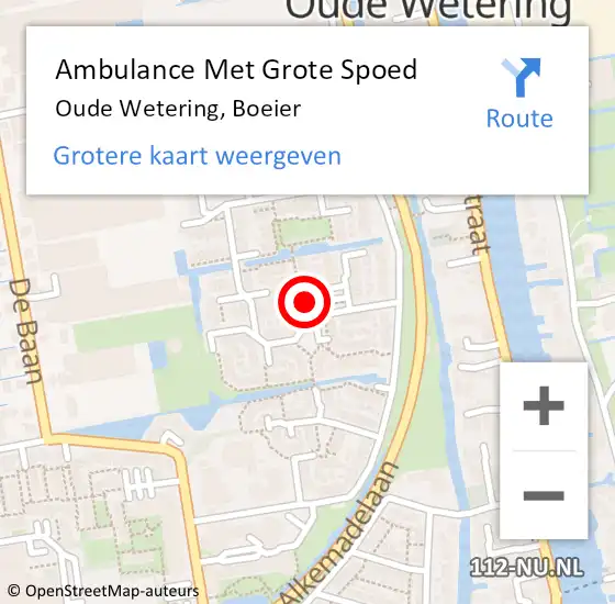 Locatie op kaart van de 112 melding: Ambulance Met Grote Spoed Naar Oude Wetering, Boeier op 12 september 2022 12:01