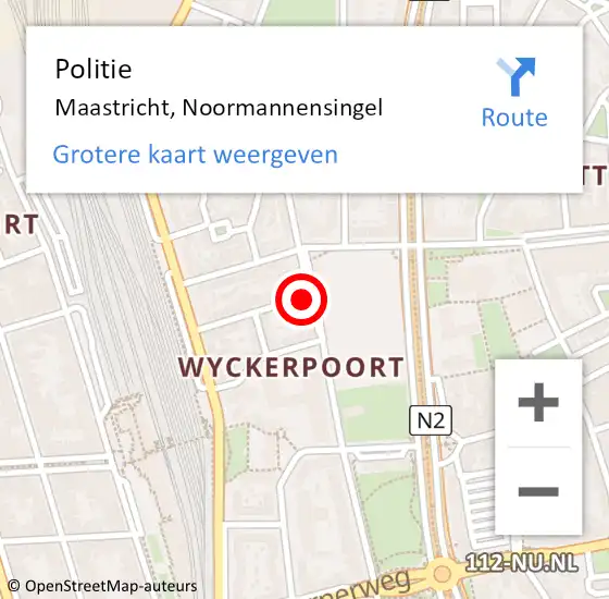 Locatie op kaart van de 112 melding: Politie Maastricht, Noormannensingel op 12 september 2022 12:18