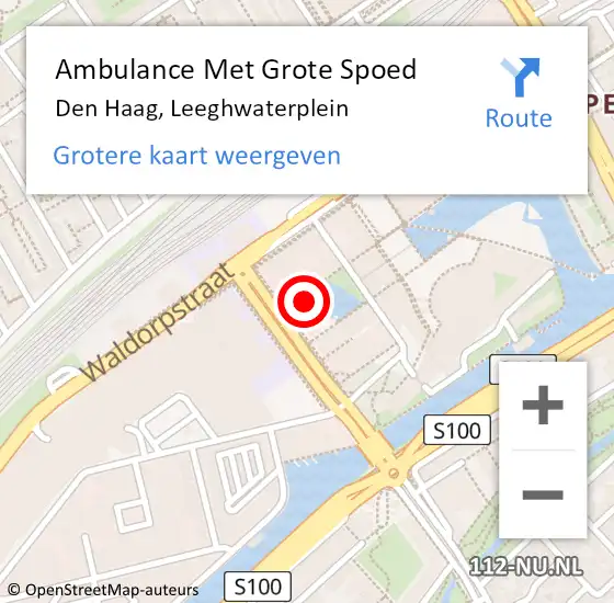 Locatie op kaart van de 112 melding: Ambulance Met Grote Spoed Naar Den Haag, Leeghwaterplein op 12 september 2022 12:19