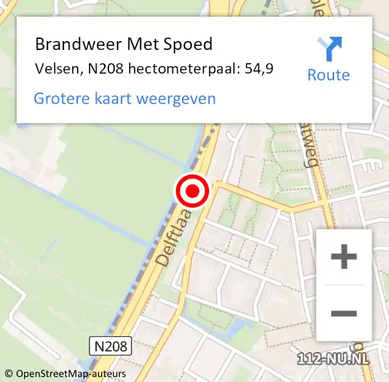 Locatie op kaart van de 112 melding: Brandweer Met Spoed Naar Velsen, N208 hectometerpaal: 54,9 op 12 september 2022 12:23