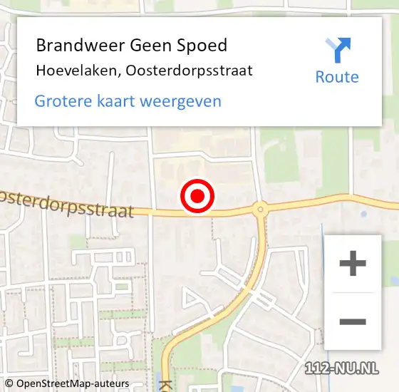 Locatie op kaart van de 112 melding: Brandweer Geen Spoed Naar Hoevelaken, Oosterdorpsstraat op 12 september 2022 12:50