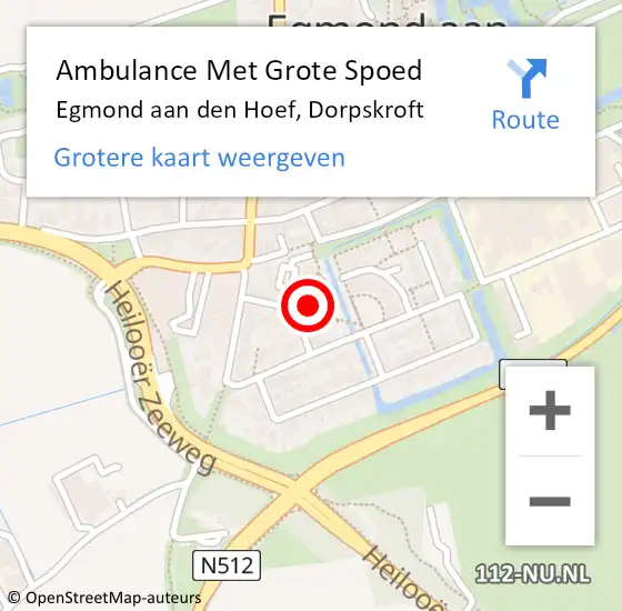 Locatie op kaart van de 112 melding: Ambulance Met Grote Spoed Naar Egmond aan den Hoef, Dorpskroft op 12 september 2022 12:56