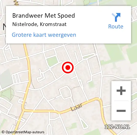 Locatie op kaart van de 112 melding: Brandweer Met Spoed Naar Nistelrode, Kromstraat op 12 september 2022 12:59