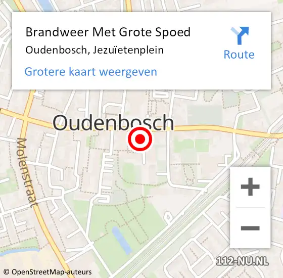 Locatie op kaart van de 112 melding: Brandweer Met Grote Spoed Naar Oudenbosch, Jezuïetenplein op 12 september 2022 13:01